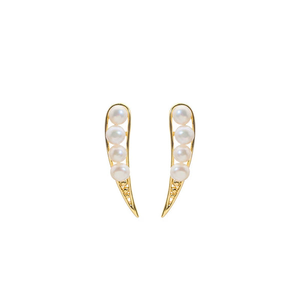 Elegant Natural Pearl Earrings 925 Silver Needle 18K Gold Plated Geometric Style For Women