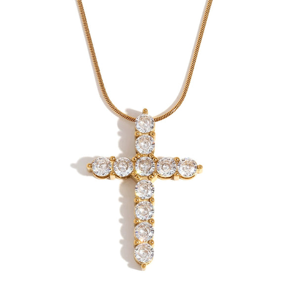Elegant Niche Design Pendant Necklace For Women Stainless Steel Plated 18K Gold Colored Geometric Pattern Electroplating Treatment