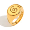 Elegant Niche Design Personality Women's Stainless Steel 18K Gold Plated Geometric Bracelet And Conch Ring With Electroplating