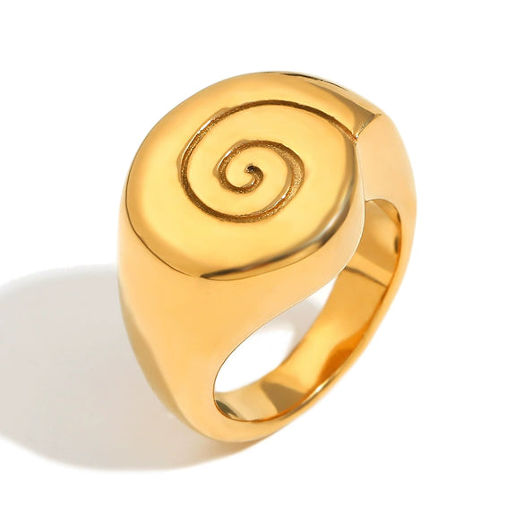 Elegant Niche Design Personality Women's Stainless Steel 18K Gold Plated Geometric Bracelet And Conch Ring With Electroplating