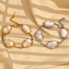 Elegant Niche French Design Stainless Steel 18K Gold Plated Baroque Pearl Bracelet For Women With Electroplating