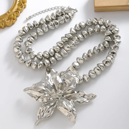 Elegant Nordic Style Exaggerated Flower Alloy Wholesale Pendant Necklace Long Necklace