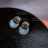 Elegant Ocean Blue Irregular Geometric Dripping Oil Metal Dangle Earrings For Women Trendy Niche Ear Jewelry