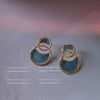 Elegant Ocean Blue Irregular Geometric Dripping Oil Metal Dangle Earrings For Women Trendy Niche Ear Jewelry