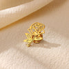 Elegant Openwork Rose Brooch In Stainless Steel Electroplated Floral Corsage Accessory For Women