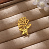 Elegant Openwork Rose Brooch In Stainless Steel Electroplated Floral Corsage Accessory For Women