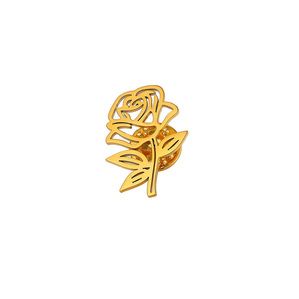 Elegant Openwork Rose Brooch In Stainless Steel Electroplated Floral Corsage Accessory For Women