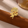 Elegant Openwork Rose Brooch In Stainless Steel Electroplated Floral Corsage Accessory For Women