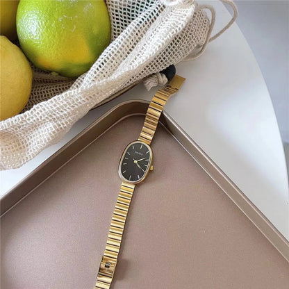 Elegant Oval Single Folding Buckle Quartz Women'S Watches