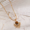 Elegant Oval Tiger Eye Women's Niche Light Luxury Maillard Style Alloy Necklace With Ball Chain And Electroplating