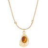 Elegant Oval Tiger Eye Women's Niche Light Luxury Maillard Style Alloy Necklace With Ball Chain And Electroplating