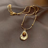 Elegant Oval Tiger Eye Women's Niche Light Luxury Maillard Style Alloy Necklace With Ball Chain And Electroplating
