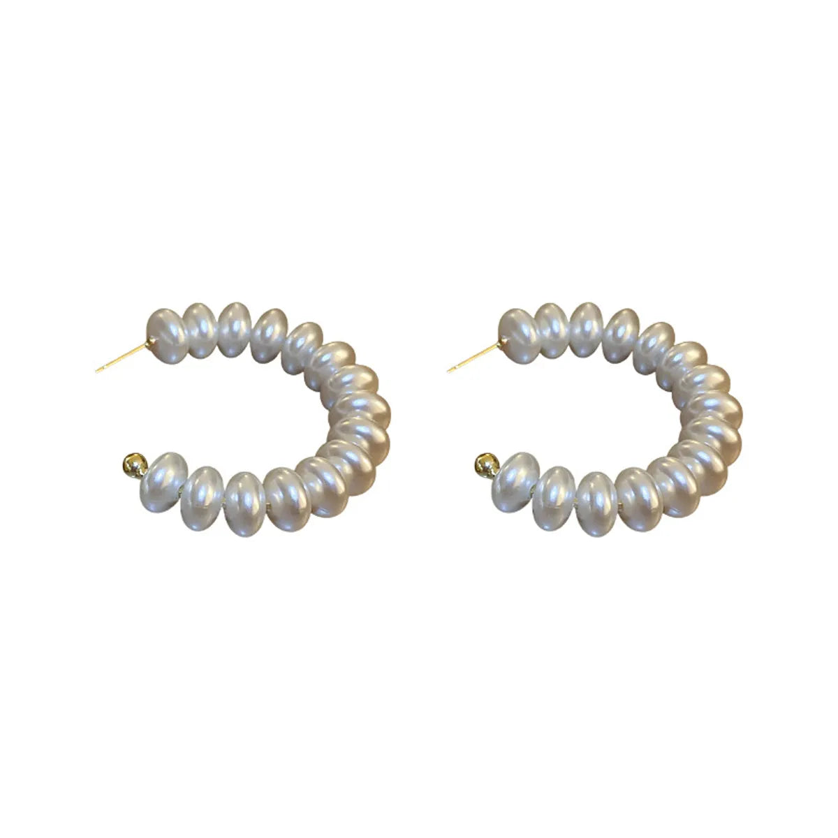 1 Pair Elegant Oversized C Shape Alloy Baroque Pearls Pearl Hoop Earrings