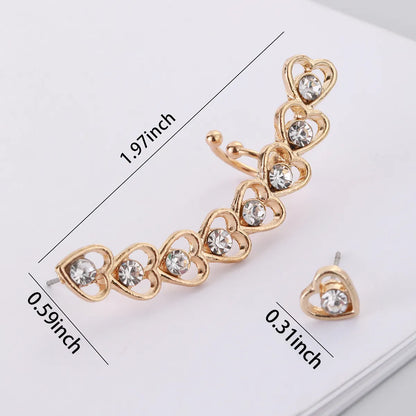 Elegant Oversized Heart Shape Alloy Inlay Zircon Women's Ear Clips Ear Studs