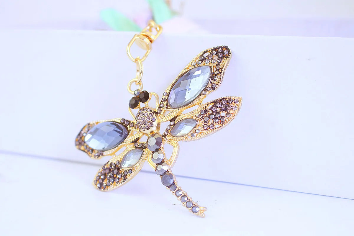 Elegant Pastoral Dragonfly Alloy Inlay Rhinestones Unisex Bag Pendant