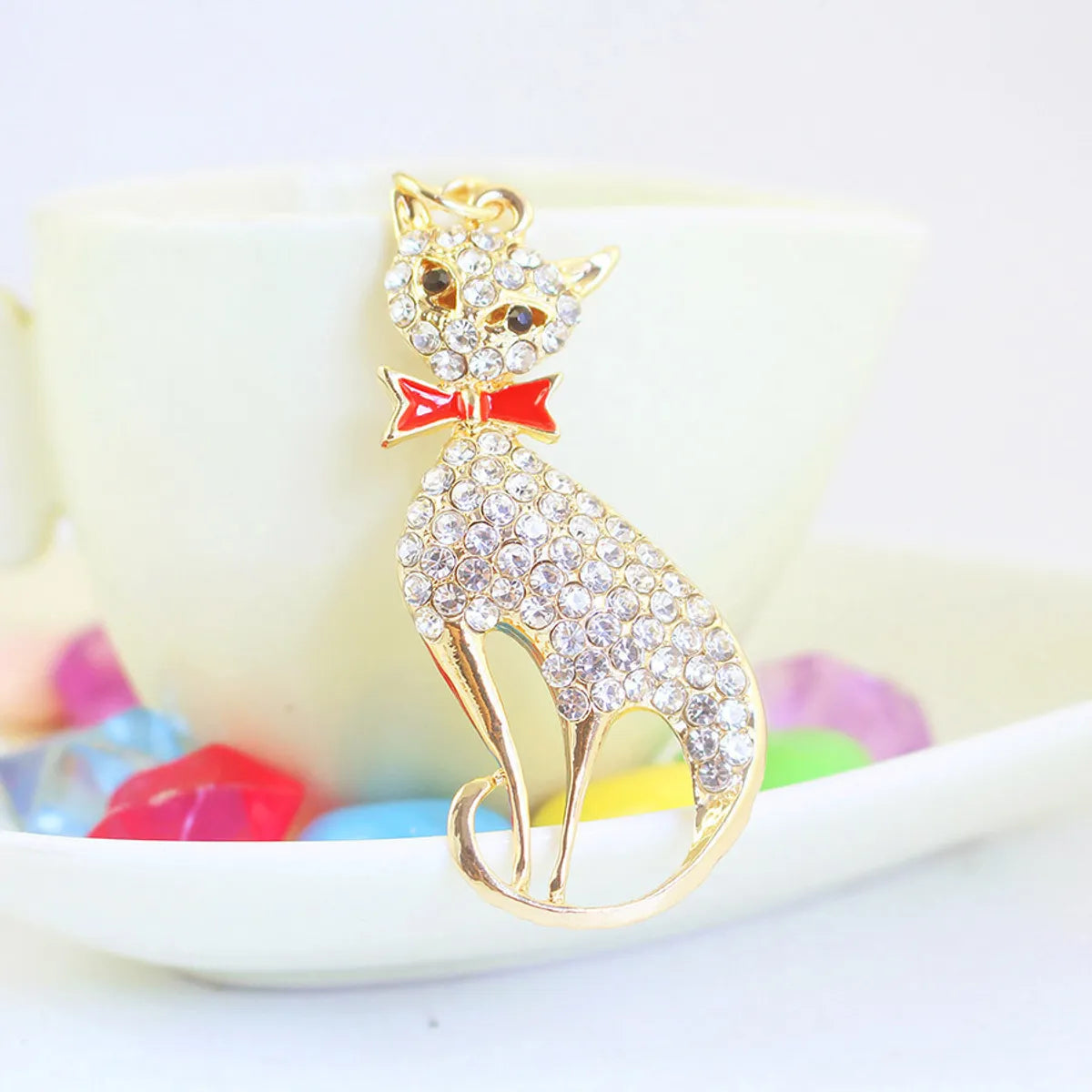 Elegant Pastoral Simple Style Cat Alloy Inlay Rhinestones Unisex Bag Pendant