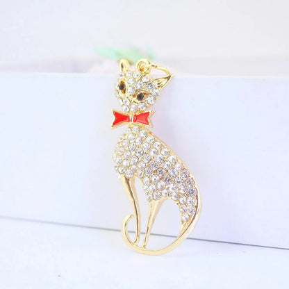 Elegant Pastoral Simple Style Cat Alloy Inlay Rhinestones Unisex Bag Pendant