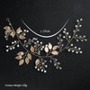 Elegant Pearl And Crystal Leaf Headband Handmade Alloy Bridal Hair Accessory Retro Wedding Headwear For Women