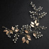 Elegant Pearl And Crystal Leaf Headband Handmade Alloy Bridal Hair Accessory Retro Wedding Headwear For Women