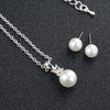 Elegant Pearl Necklace And Earrings Set For Women With Electroplated Geometric O Shape Pendant And Snake Bone Chain