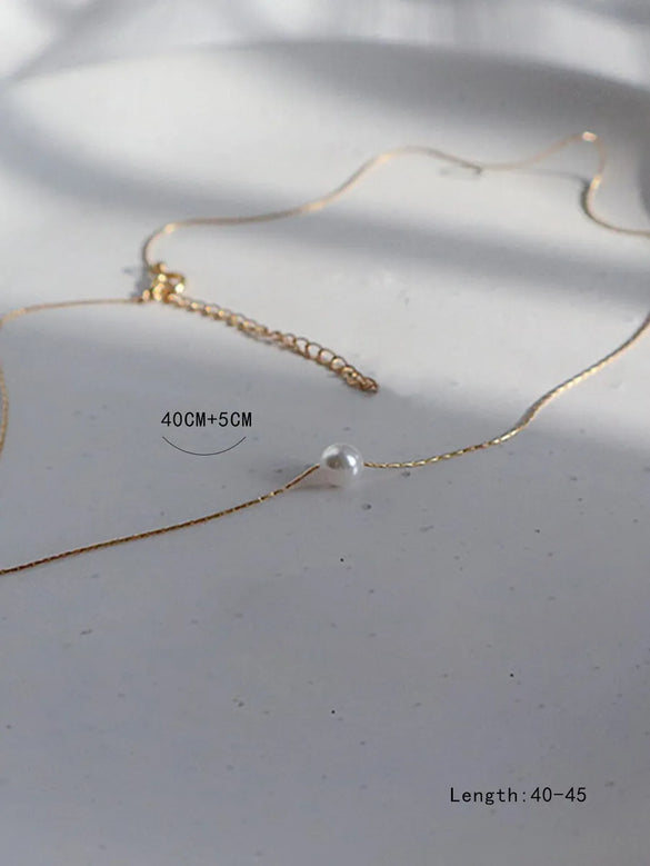Elegant Pearl Stainless Steel Pendant Necklace