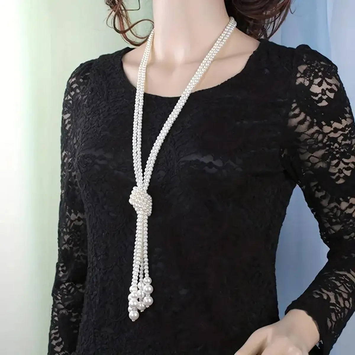 Elegant Pearl Synthetic Resin Wholesale Sweater Chain