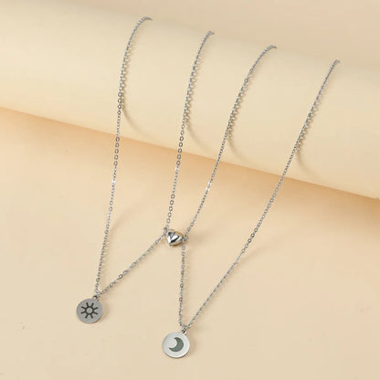 Elegant Preppy Style Simple Style Sun Moon Stainless Steel Zinc Alloy Pendant Necklace