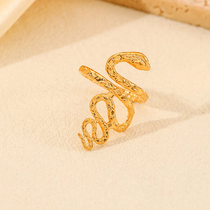 Elegant Queen Classic Style Snake 304 Stainless Steel 18K Gold Plated Open Rings In Bulk