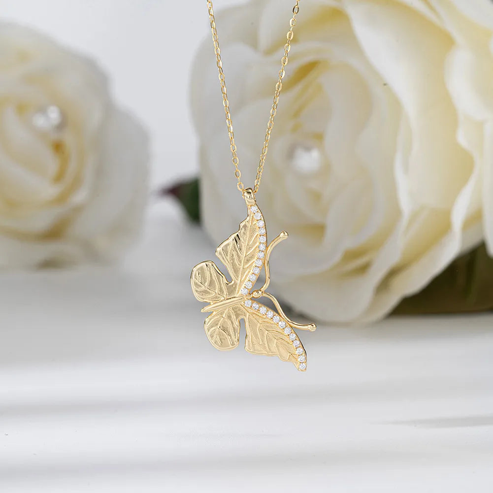 Elegant Retro Butterfly Sterling Silver Pendant Necklace In Bulk