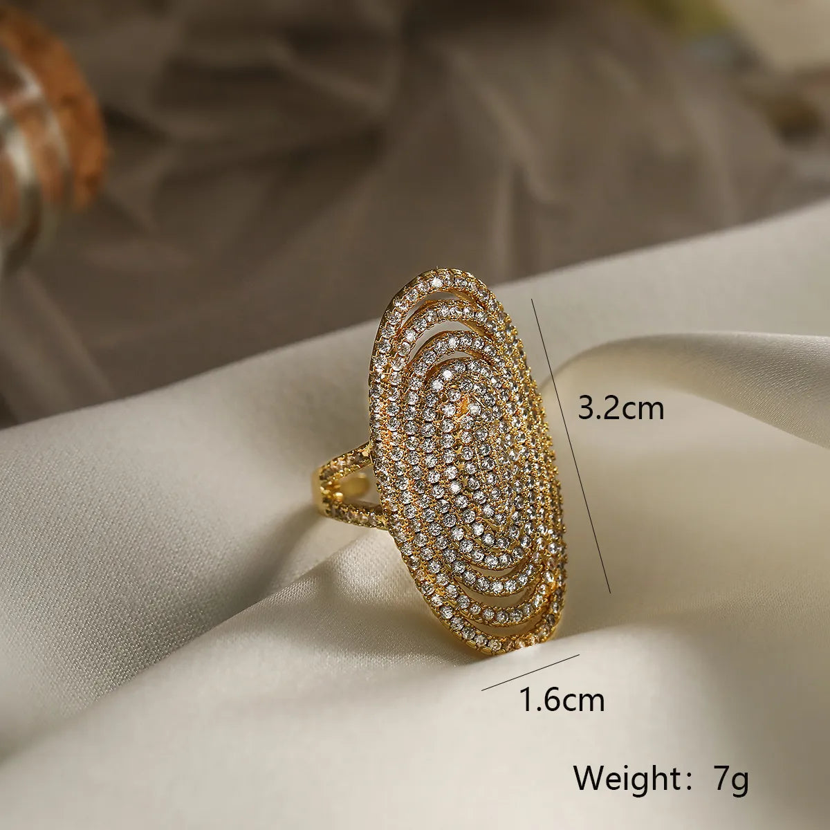 Elegant Retro Classic Style Geometric Copper Plating Inlay Zircon 18k Gold Plated Open Rings