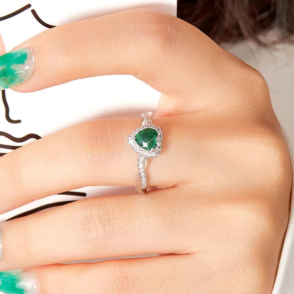 Elegant Retro Classic Style Heart Shape Copper Inlay Zircon Rings