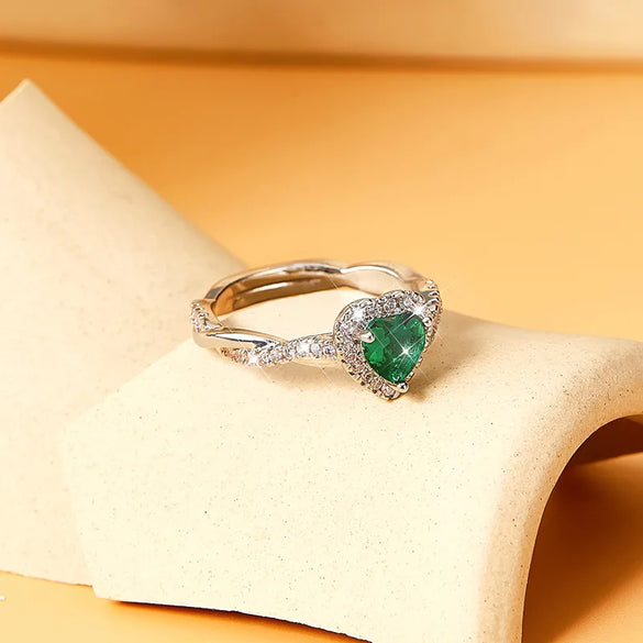 Elegant Retro Classic Style Heart Shape Copper Inlay Zircon Rings