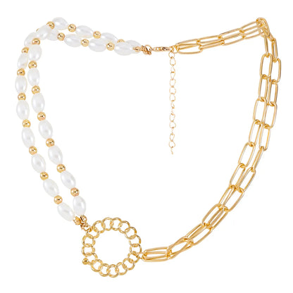 Elegant Retro Commute Round Gold Plated Alloy Plastic Wholesale Necklace