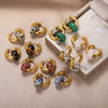 Elegant Retro Donut Natural Stone Women's Earrings With Metal Material And Electroplating Treatment Geometric Style