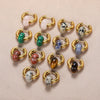 Elegant Retro Donut Natural Stone Women's Earrings With Metal Material And Electroplating Treatment Geometric Style