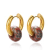 Elegant Retro Donut Natural Stone Women's Earrings With Metal Material And Electroplating Treatment Geometric Style