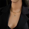 Elegant Retro Double Layer Chain Titanium Steel Square Pendant Jewelry Necklace With Geometric Pattern And Electroplating Treatment
