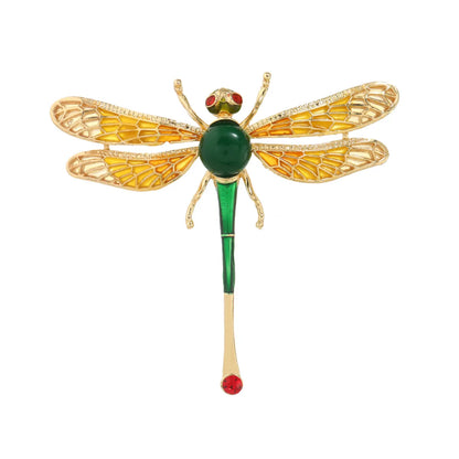 Elegant Retro Dragonfly Alloy Epoxy Plating Inlay Resin Rhinestones Unisex Brooches