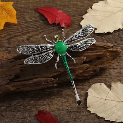 Elegant Retro Dragonfly Alloy Epoxy Plating Inlay Resin Rhinestones Unisex Brooches