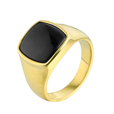 Elegant Retro Gem Square 316 Stainless Steel  Unisex Rings