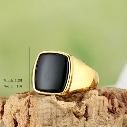 Elegant Retro Gem Square 316 Stainless Steel  Unisex Rings