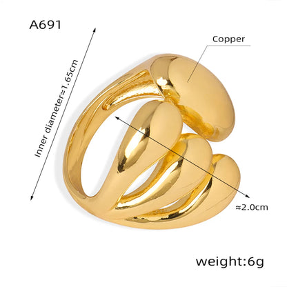 Elegant Retro Geometric Copper Plating 18k Gold Plated Open Rings