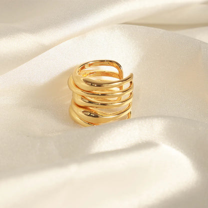 Elegant Retro Geometric Copper Plating 18k Gold Plated Open Rings