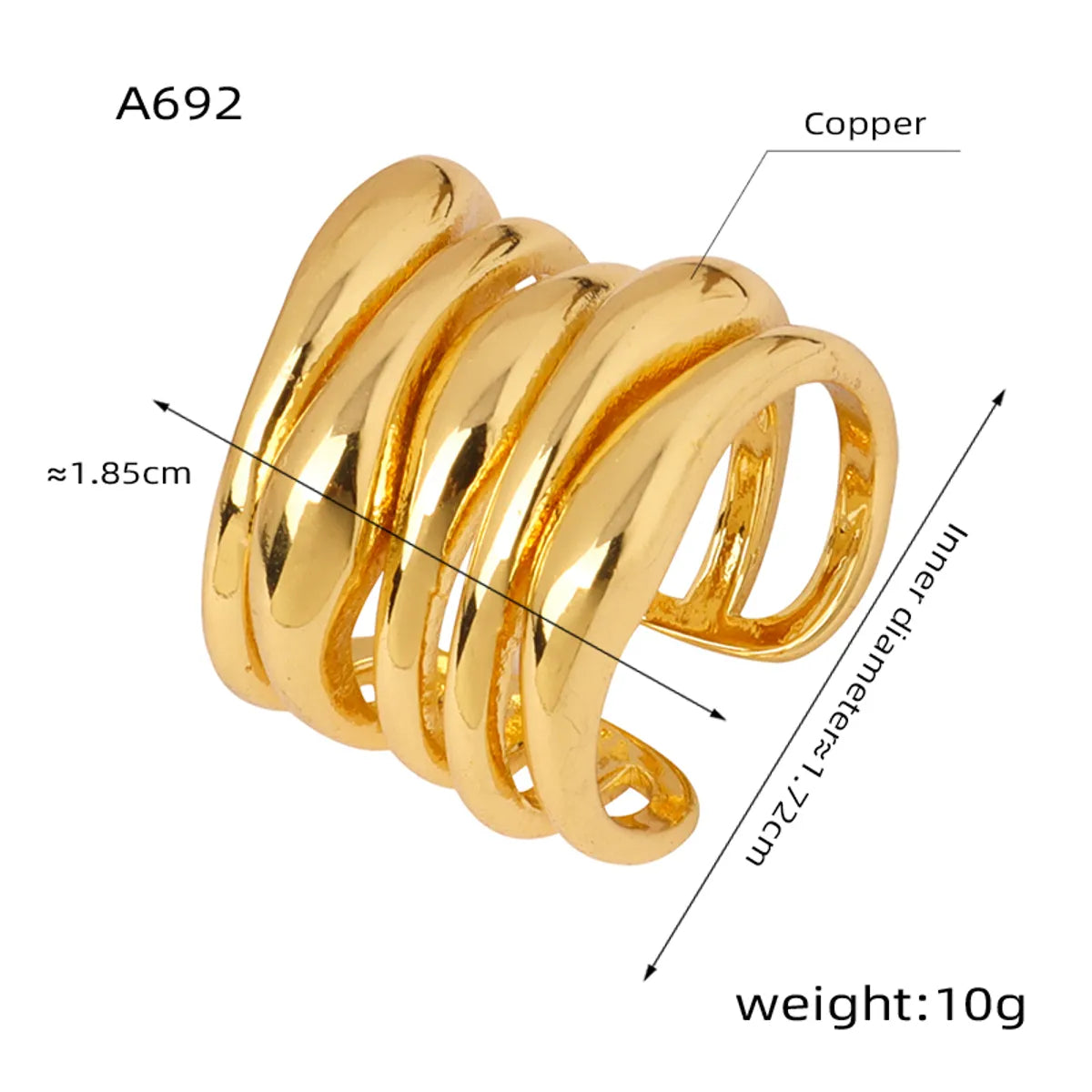 Elegant Retro Geometric Copper Plating 18k Gold Plated Open Rings