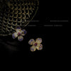 Elegant Retro Hand Painted Dripping Oil Copper Flower Earrings For Women Floral Statement Jewelry