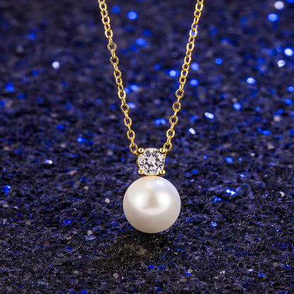 Elegant Retro Lady Ball Stainless Steel Plating Inlay Artificial Pearls 18k Gold Plated Necklace