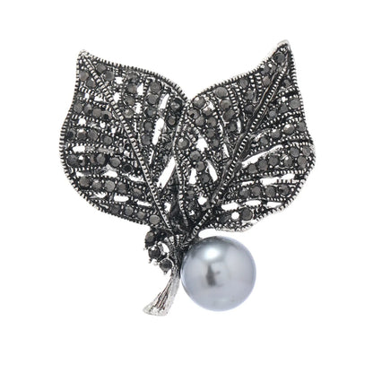 Elegant Retro Leaf Flower Alloy Plating Inlay Artificial Pearls Rhinestones Unisex Brooches