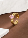 304 Stainless Steel 18K Gold Plated Elegant Retro Plating Inlay Oval Zircon Open Rings