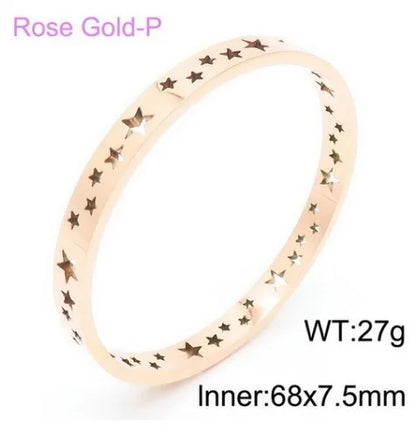 Elegant Retro Pentagram Titanium Steel 18K Gold Plated Bangle In Bulk