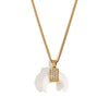 Elegant Retro Personality Pendant Necklace With Geometric Pattern Stainless Steel Plated 18K Gold Amber Horn And Diamond Electroplating For Women
